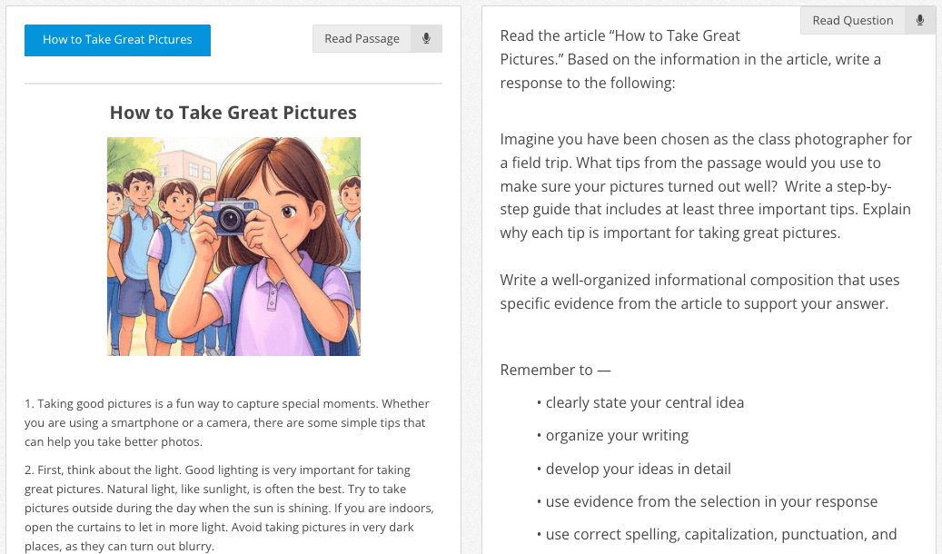 Grade 3 - ECR 3.12B- Informational (Photography) - Lexile 730L tiny